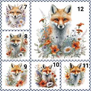 STUMPENKERZE mit Bild FUCHS blumig Auswahl 90 x 50 mm